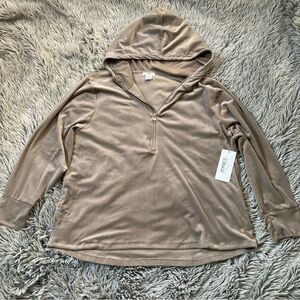 NWT- 3X- Jones New York Sport- Tan Pullover Tunic Half-zip Thumb Holes